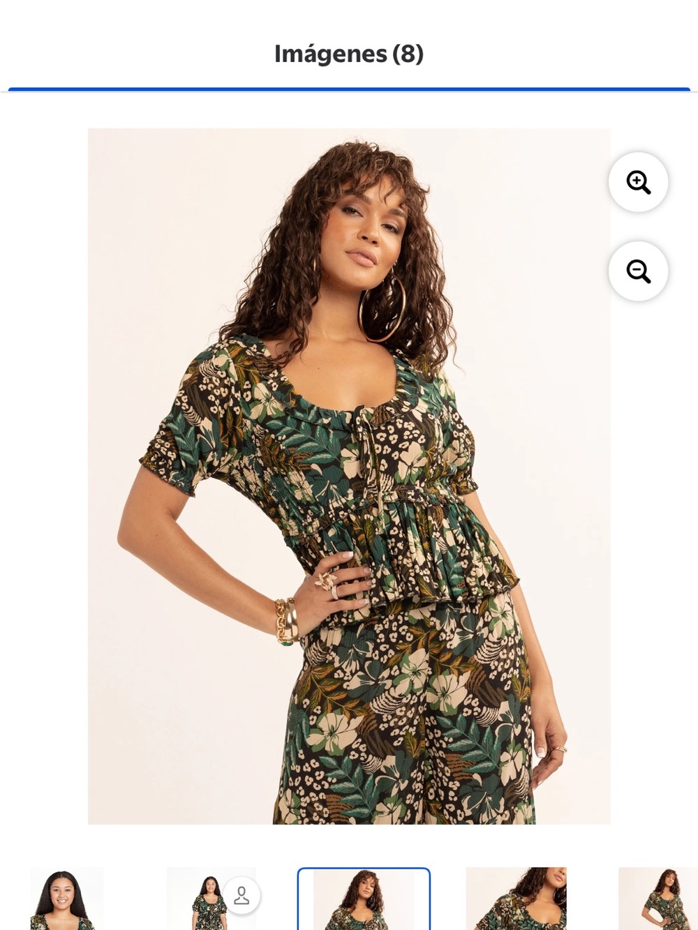 Floral Green Peplum top blouse Women